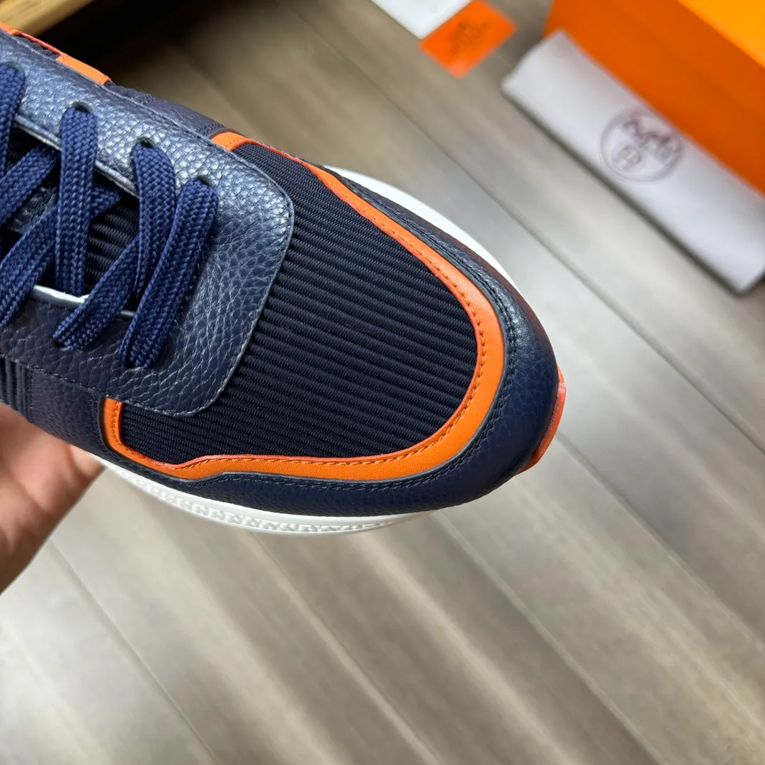 [HERMES] Hermès men's shoes 💰520💰 - High-end quality original order - Upper: 🔝 tumbled calfskin, high mercerized striped fabric, sewn brand H totem - Lining: water-dyed cowhide - Outsole: ultra-light T men's shoes 💰U foam rubber; two-color molded outsole - Super high quality control, fine workmanship: highlighted (high-end, luxury, grade) -Size :38-44 (45, customized)